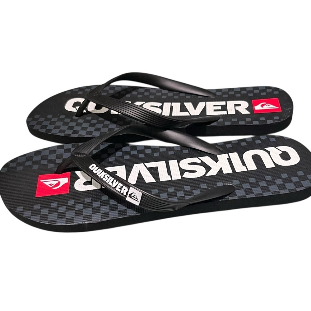 Quicksilver Men’s Java Blaze Check Flip Flops Size 12 Black - Picture 4 of 5